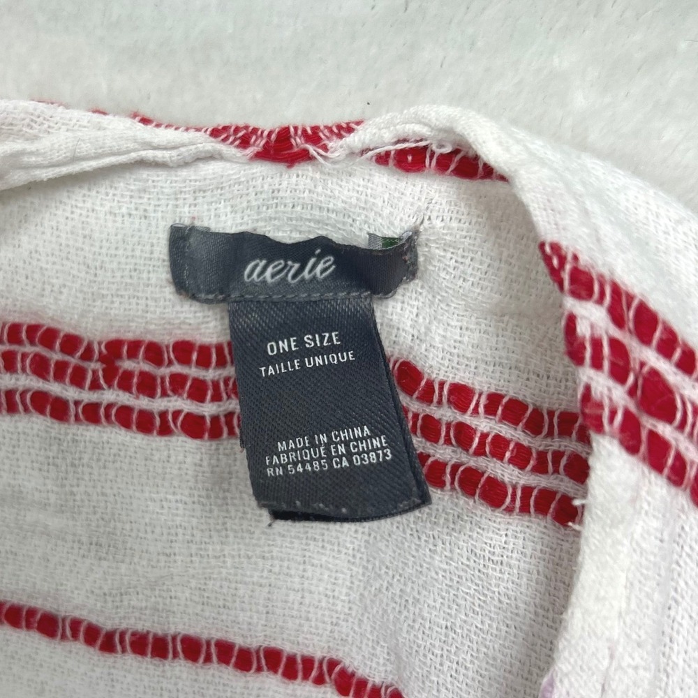 Aerie Coastal Grandmother Striped Fringe Kimono Wrap One Size - Picture 2 of 7